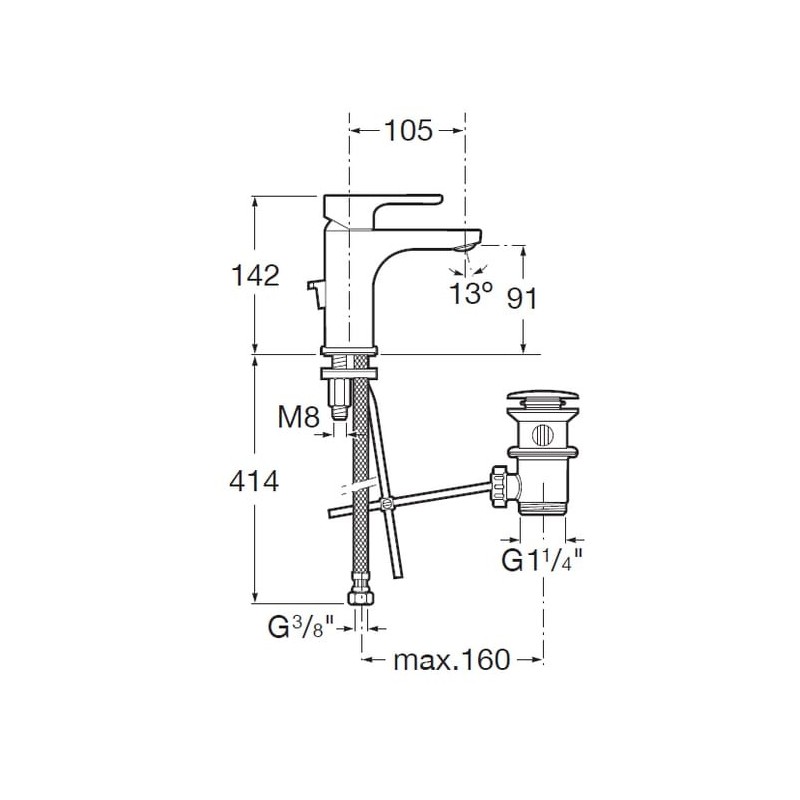 Grifo Monomando Lavabo ROCA L20 Maneta XL Cromo | ROCA