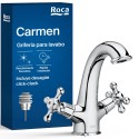 Grifo lavabo Roca Carmen cromo con desagüe click-clack | Jesanca
