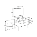 CONJUNTO VICTORIA BASE+LAVABO 800 BLANCO 2 CAJONES ESPEJO APLIQUE LED