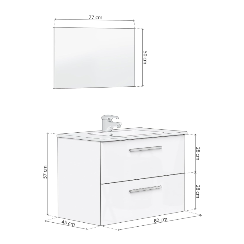 Mueble Baño Roca Tenet 80cm Nogal + Espejo LED | Pack