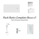 Pack Baño ROCA 5 piezas con mueble Tenet, mampara, plato Terran y columna Vega