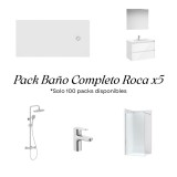 Pack Baño ROCA 5 piezas con mueble Tenet, mampara, plato Terran y columna Vega