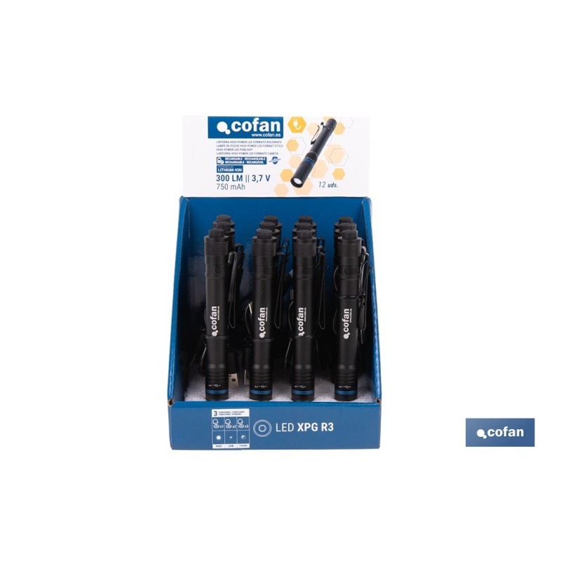 EXPOSITOR CON 12 LINTERNAS LED EN FORMATO BOLÍGRAFO