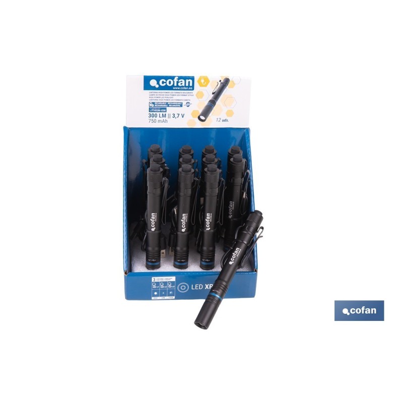 EXPOSITOR CON 12 LINTERNAS LED EN FORMATO BOLÍGRAFO