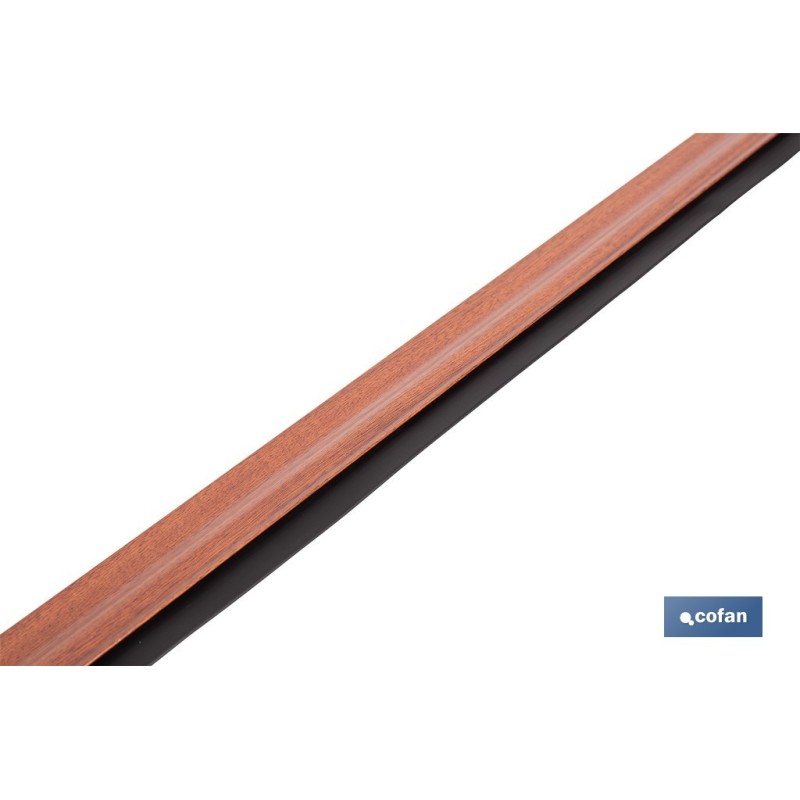 BURLETE SAPELI ADHESIVO DE ALUMINIO CON LABIO 1,05 M